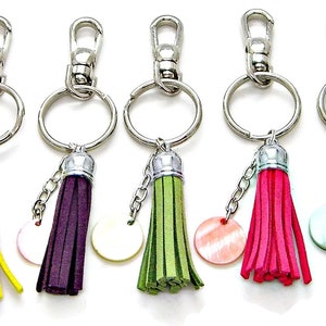 Suede Tassel Keyring with Shell Charm, Purse Backpack Accessory