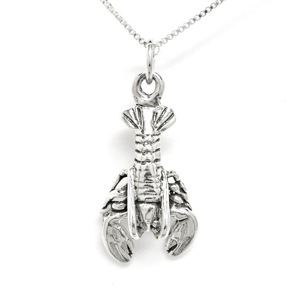 Lobster Sterling Silver Sea Life Seafood 3D Beach Pendant Charm or Necklace 1833