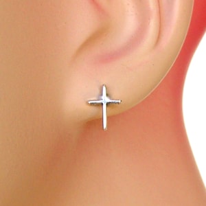 Earrings Cross Sterling Silver Religious Christian Faith Tiny Minimal Post Ear Studs 3464