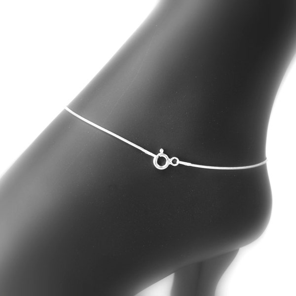 9 Inch Sterling Silver Snake Chain Anklet Ankle Bracelet Length .9mm Style 230 - 09