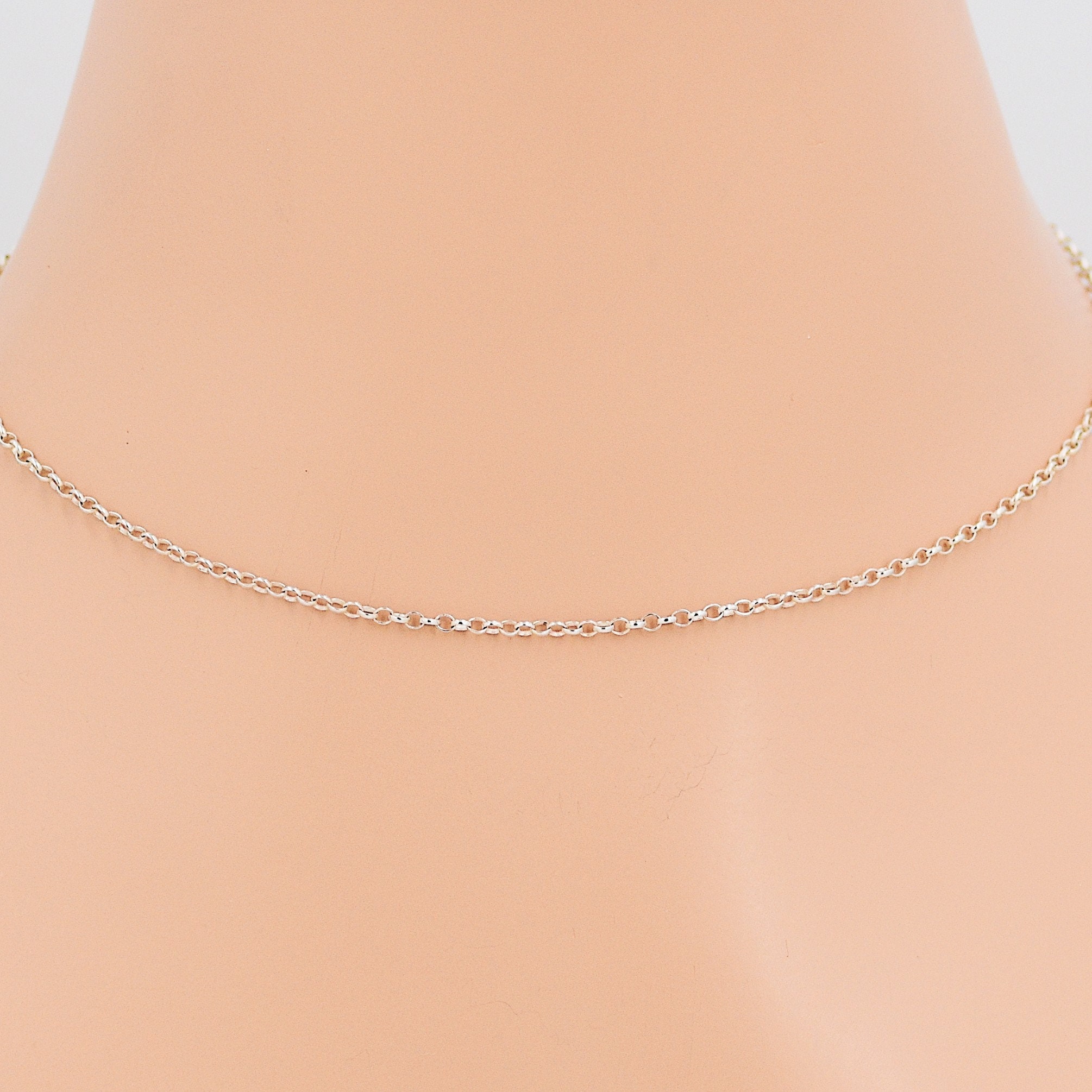 Rolo Chain Necklace Choker Sterling Silver 16 Inches 1mm 190