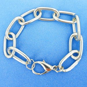 9.5-inch Bracelet Paper Clip Steel Oval Link Style Chain Made to Fit an 8.5-inch Wrist Men Women Unisex 1014