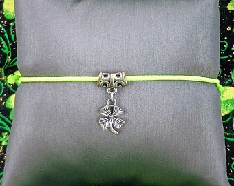 Bracelet Anklet Adjustable Silver Four Leaf Clover Friendship String Hippie Boho Choice of Colors 1003 - 103