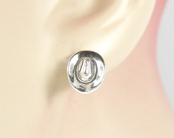 Cowboy Hat Earrings: Sterling Silver Western Cowgirl Studs 3416
