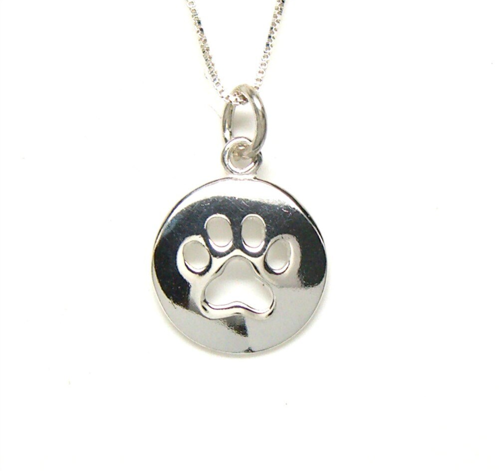 Dog Paw Print Cutout Sterling Silver Pet Cat Pendant Charm or - Etsy