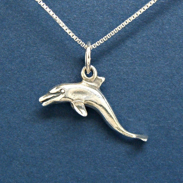 Porpoise Dolphin Sterling Silver Sea Life 3D Beach Pendant Charm or Necklace 1837