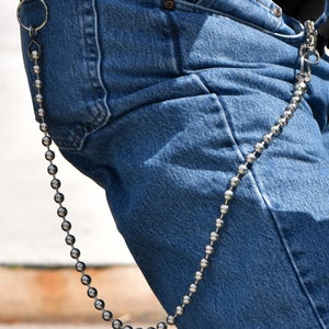 Biker Wallet Chain 18 24 30 9.5mm Ball Bead Chain Trucker Skater Rocker Hip Hop Punk Rock Option Add Key Fob image 8