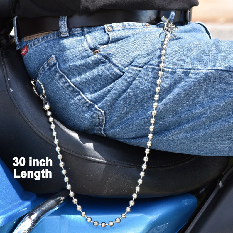 Biker Wallet Chain 18 24 30 9.5mm Ball Bead Chain Trucker Skater Rocker Hip Hop Punk Rock Option Add Key Fob image 7