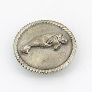 Manatee Magnet Lead Free Pewter Relief on Disc