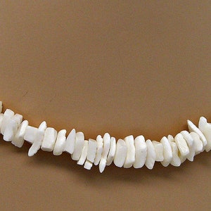 Puka Sea Shell Necklace or Choker White Square Cut Chip Lengths 15, 16, 18, 20 inches Hawaiian Beach Surfer SUP Youth to Adult 7065 image 2