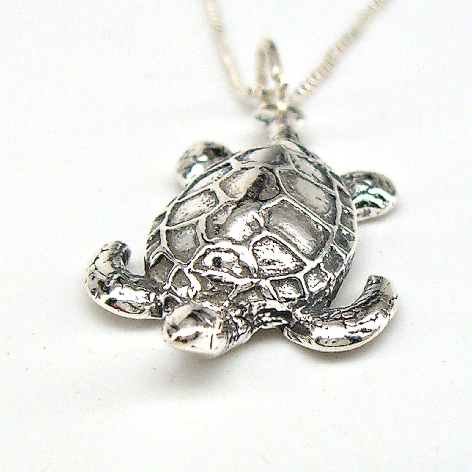 Sea Turtle Sterling Silver Sea Life Animal Beach Charm Pendant - Etsy