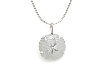 Sand Dollar Sterling Silver Sea Shell Beach Pendant Charm or Necklace 2014