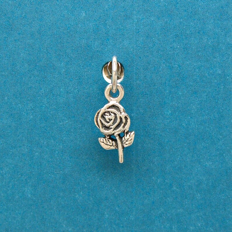 Rose Sterling Silver Flower Mini Charm for Bracelet or Anklet 1791