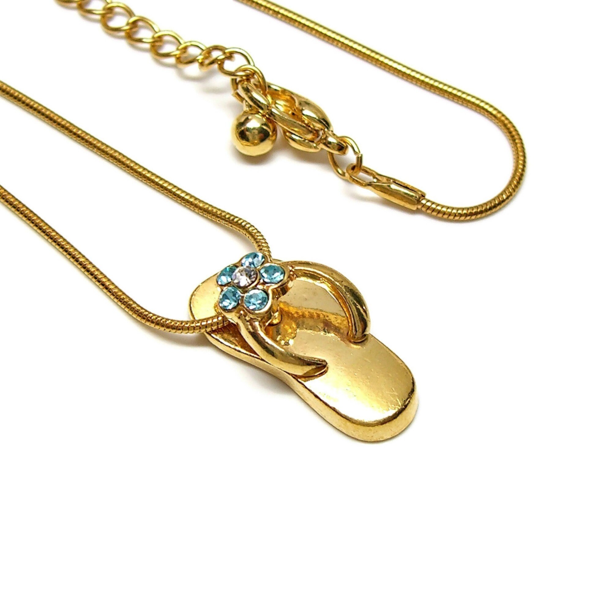 Flip Flop Necklace Asst Crystals Colors Gold Plated Pendant Etsy Norway