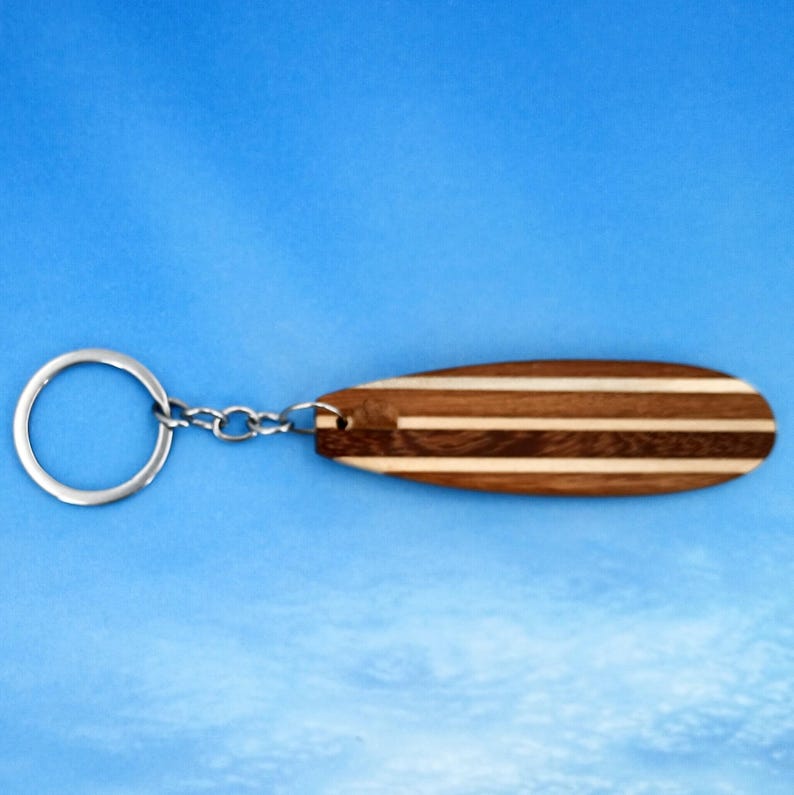 Wood Surfboard SUP Key Chain, Single Fin Tanker Long Board Key Ring ...