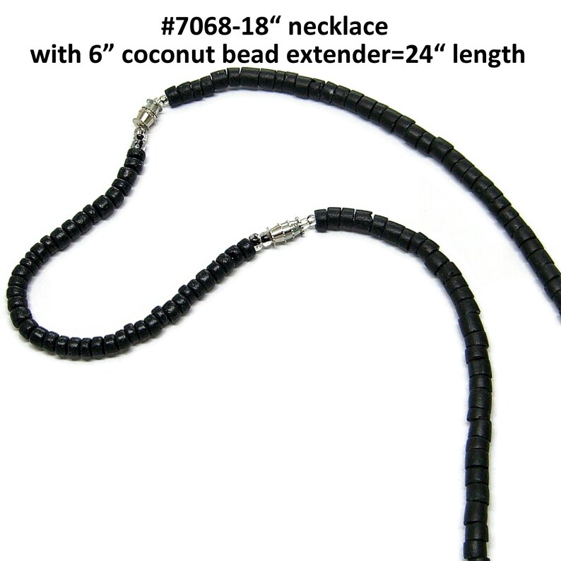 Surfer Tribal Fossil Shark Tooth 18 21 24 Necklace Black Coconut Beads Puka Sea Shell Beach SUP 7068/_67