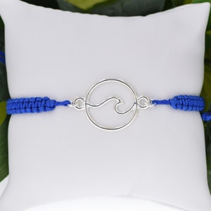 Ocean Wave Bracelet, Adjustable Macrame Cord, 5 to 9 Inches, Choice of 19 Colors, 1017-57