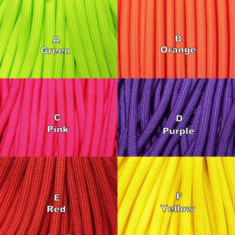 XL Fossil Shark Tooth Necklace Paracord 6 Lengths 14 to 30 Inches 6 Neon Bright Colors Surfer Beach 7195 B