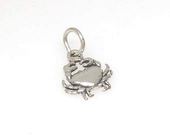 Crab Sterling Silver Sea Life Zodiac Cancer Mini Charm for Bracelet or Anklet 1733