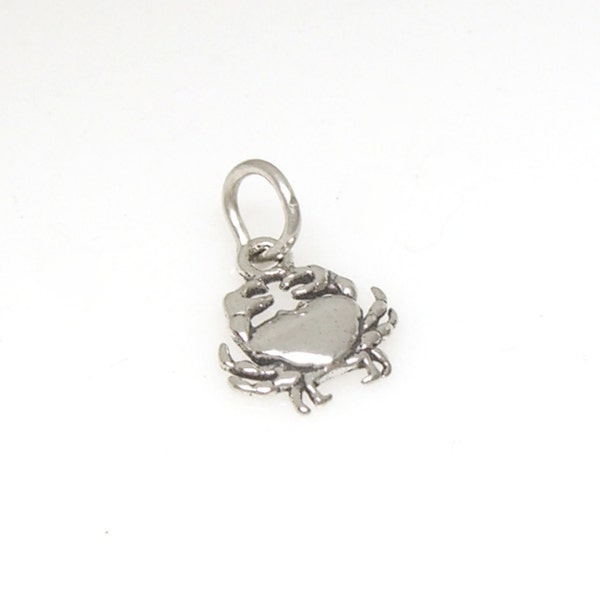 Crab Sterling Silver Sea Life Zodiac Cancer Mini Charm for Bracelet or Anklet 1733