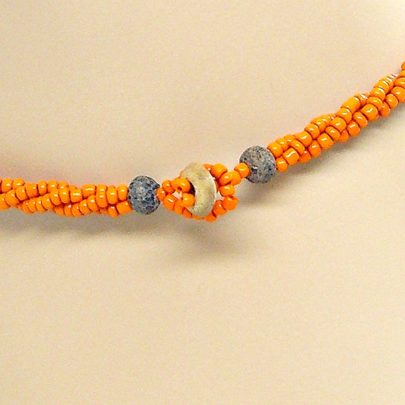 Gator Sterling Silver Necklace Braided Seed Beads Beaded Multi Strand 18 Inches Florida Colors 1842GN