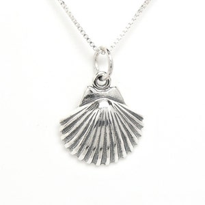 Scallop Sea Shell Sterling Silver Beach Charm Pendant or Necklace 1893