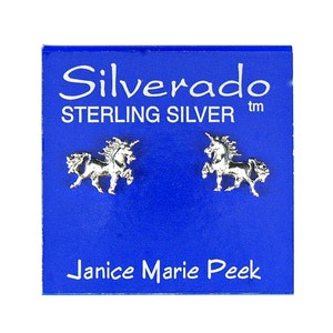 Earrings Unicorn Sterling Silver Fantasy Animal Minimal Tiny Ear Studs, Post Earrings 3413