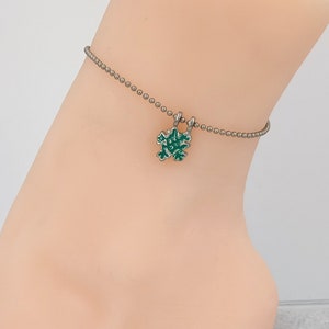 Frog Charm 2mm Ball Chain Anklet Made in USA 8, 9, 10, 11 Inches 1015-20