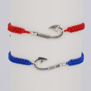 Fish Hook Bracelet Adjustable Braided Cord 5 to 9 Inches Choice of 17 Colors 1017-89 image 1