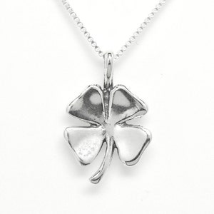 Four Leaf Clover Sterling Silver Lucky 3D Pendant Charm or Necklace 1885 image 1