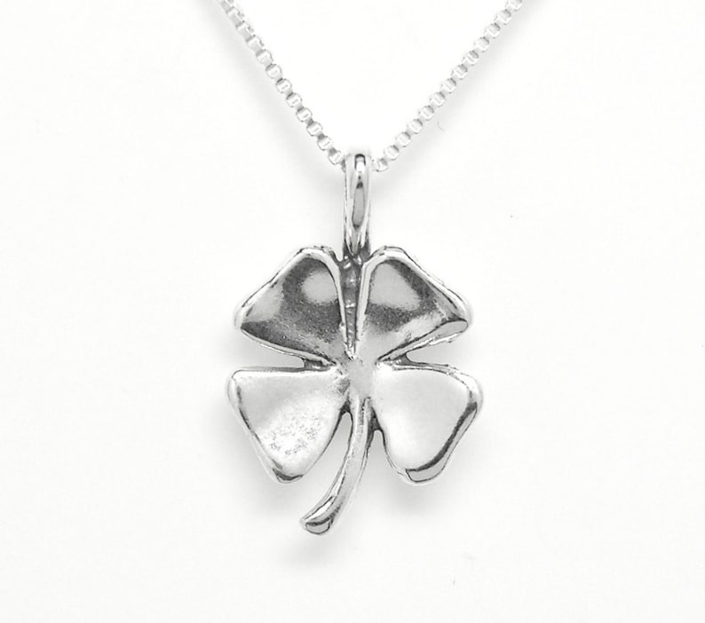 Four Leaf Clover Sterling Silver Lucky 3D Pendant Charm or Necklace 1885 image 1