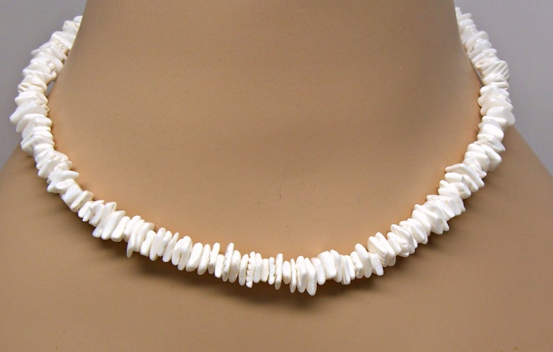 White Puka Shell Square Cut Beads Necklace