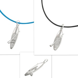 SUP Sterling Silver Jewelry Pendant Leather Necklace Stand Up Paddle Board 2 Tri Fin Models 2245 - 2247