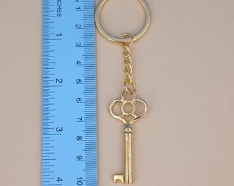 Gold Skeleton Key Keychain, Metal Key Ring G-Key-KC