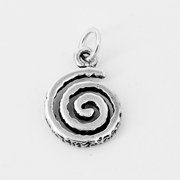 Swirl Hurricane Whirlwind Sterling Silver Weather Mini Charm for Bracelet or Anklet 1723
