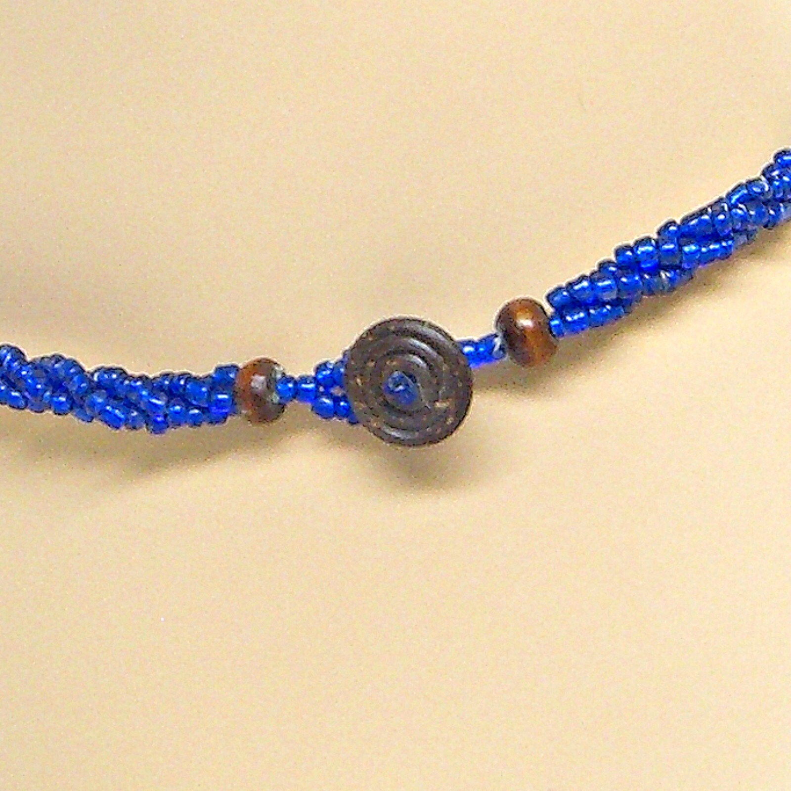 Hanging Gourd, Zebra Wood & Sterling Silver Hook Beaded Necklace