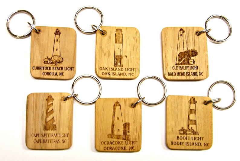 Wood Lighthouse Key Chain Outer Banks North Carolina Key Ring Etsy