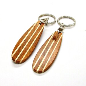 Wood Surfboard SUP Key Chain Single Fin Long Board Key Ring Surfer Surfing Surf 8251E