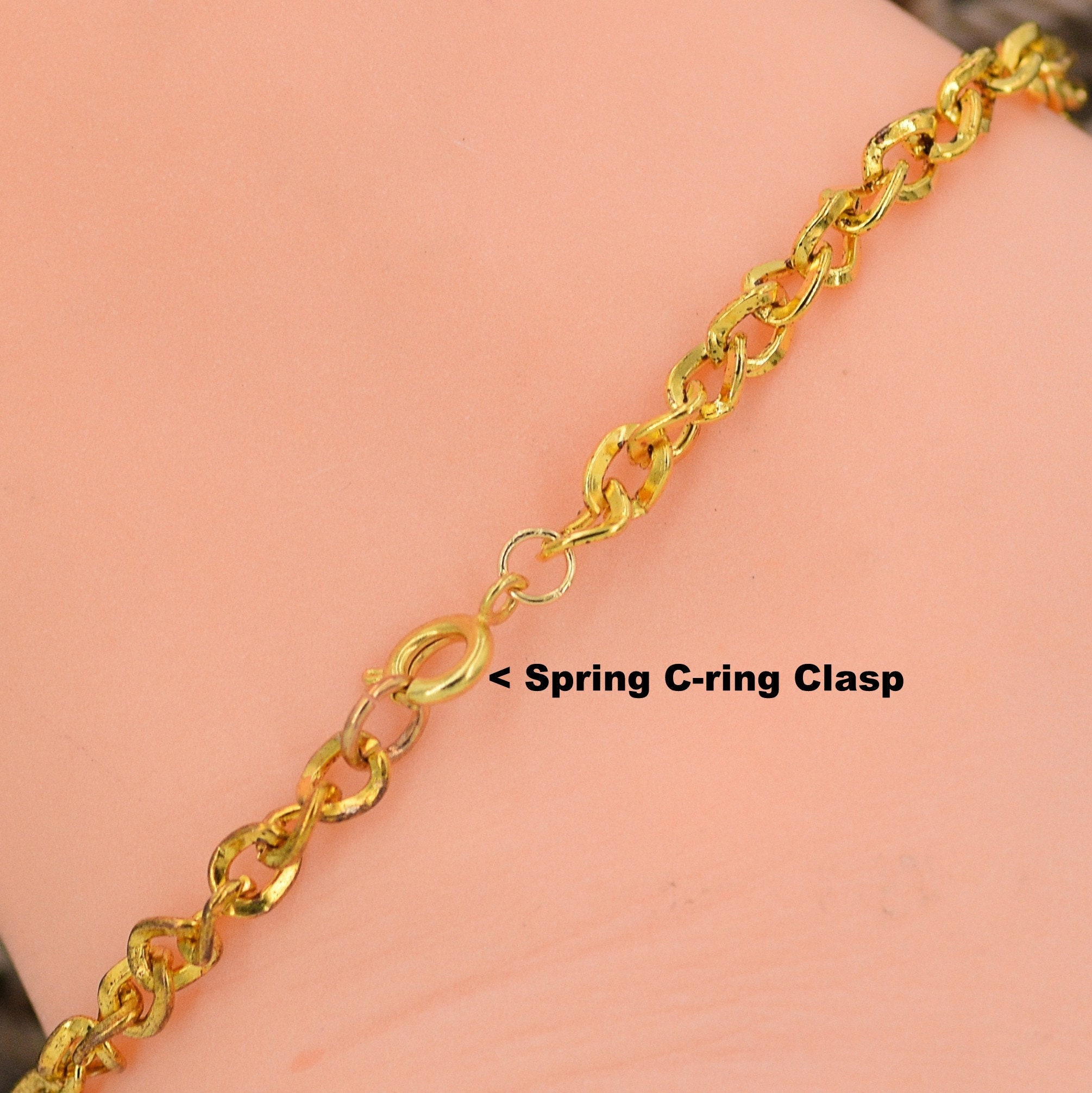 アンクレット 金メッキツイストチェーンアンクレットまたは