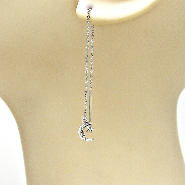 Sterling Silver Rhodium-plated CZ Ear Climber Earrings QE13665