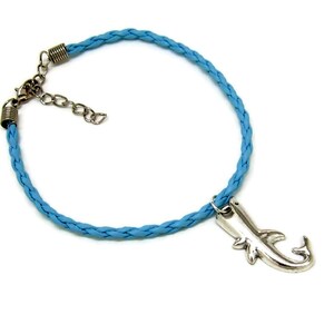 Shark Bracelet Anklet Adjustable Braided Vegan Leather Beach Surfer 1000-76