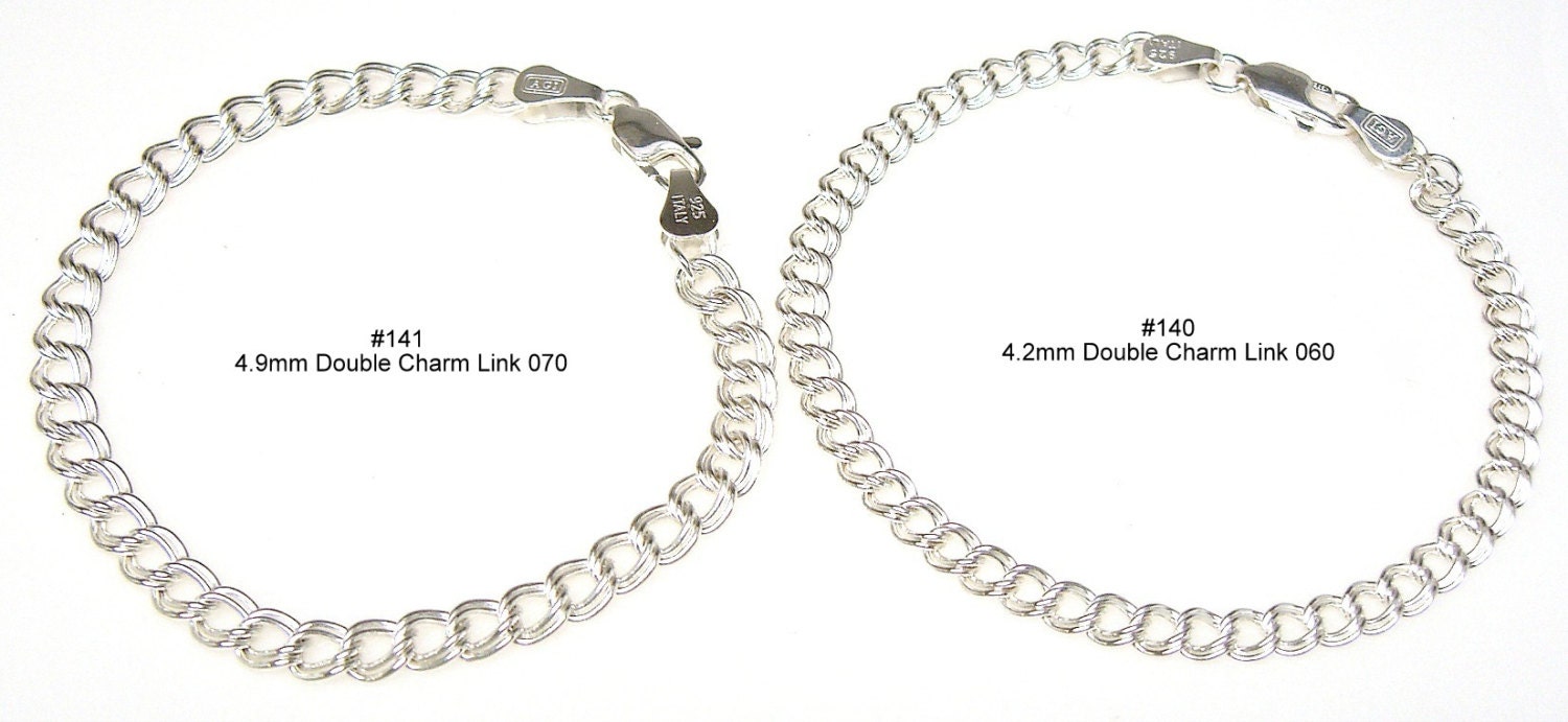 Double Link Chain Classic Charm Bracelet Sterling Silver 2