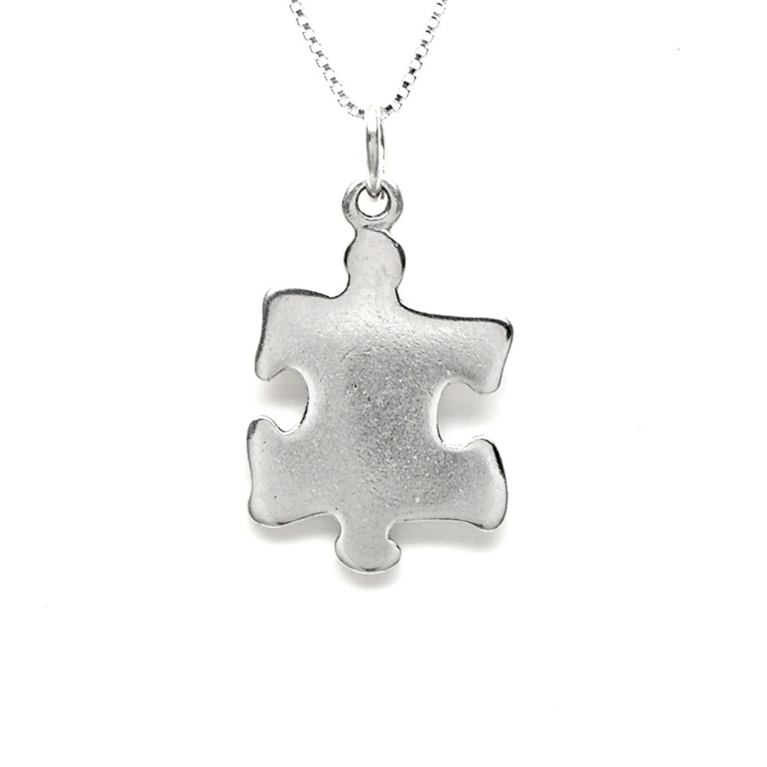 Puzzle Piece Sterling Silver Autism Support or Jigsaw Charm Pendant or ...