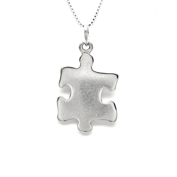 Puzzle Piece Sterling Silver Autism Support or Jigsaw Charm Pendant or Necklace 2168