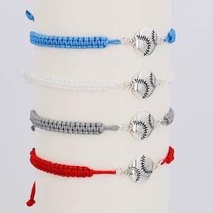 Baseball Softball Bracelet Adjustable Braided Cord 6 to 10 Inches Choice of 19 Colors, Team Packs Too 1017-318