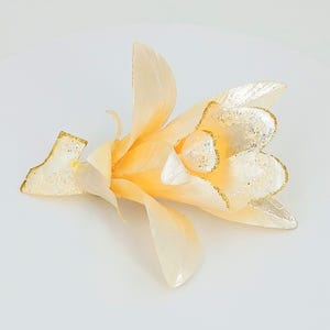 Orchid Pin Brooch White Made with Real Fish Scales Mermaid Jewelry TNP02-WHT