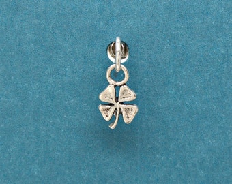 Lucky Four Leaf Clover Sterling Silver Charm for Bracelet