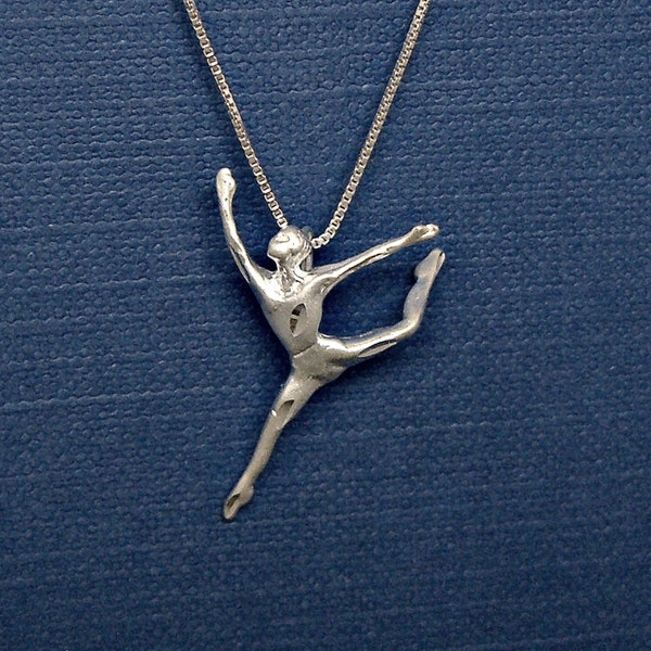 Leaping Dancer Diamond Cut Sterling Silver Pendant or with Necklace Chain Choice 2210