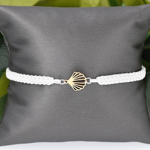 Sea Shell Bracelet, Adjustable Macrame Cord, 5 to 9 Inches, Choice of 19 Colors, 1017-300GP