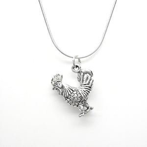 Rooster Sterling Silver Farm Animal Country Charm Pendant or Necklace 1872